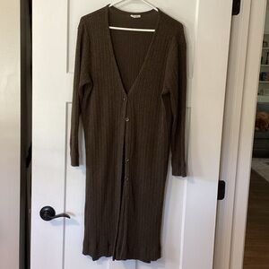 NATURAL LIFE Brown Ribbed Cardigan